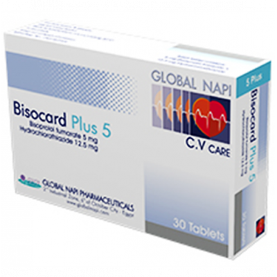 Bisocard Plus 5 ( Bisoprolol 5 mg / Hydrochlorothiazide 12.5 mg ) 30 Film-Coated Tablets